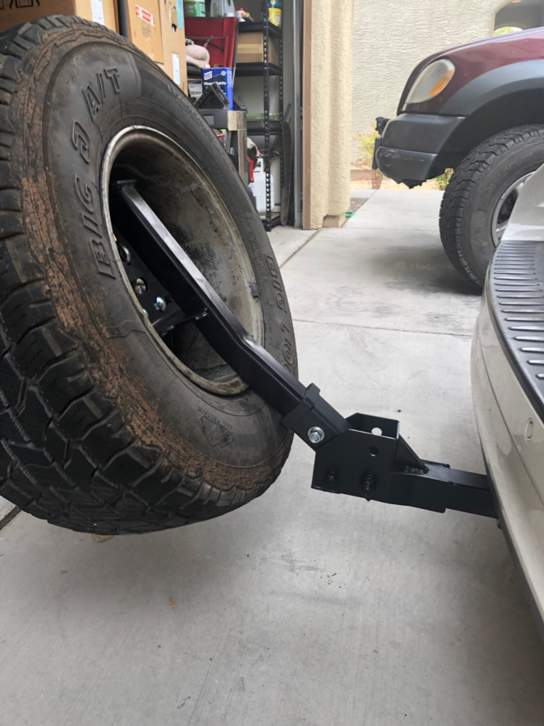 Diy Low Cost Swing Down Hitch Mount Spare Tire Rack