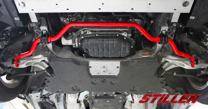 Image of a sway bar under a vehicle