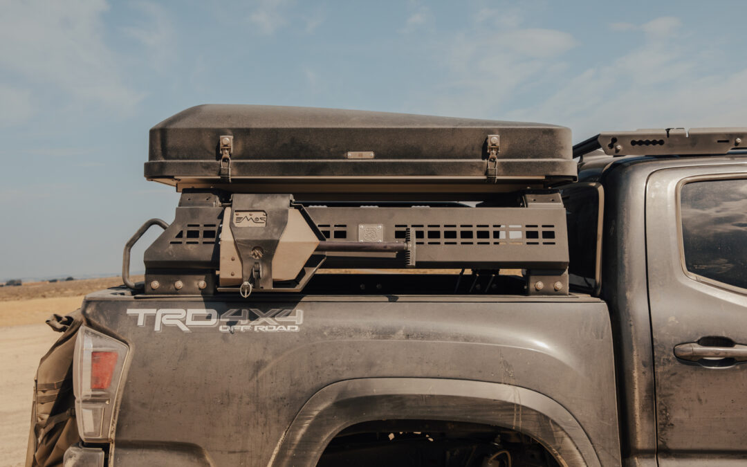 A Tacoma is fitted with an iKamper Raconteur bed rack and roof rack